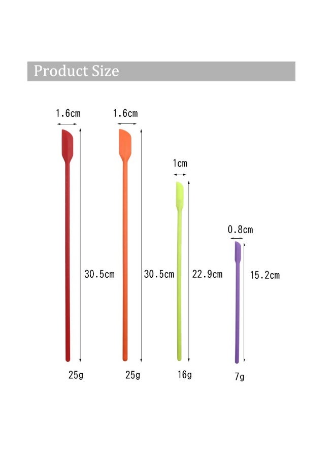 BICASUU Mini Spatula Silicone Small for Makeup Spatula- Thin Jar Spatula ，for Thin Jar/Kitchen Bottles/Cosmetic Bottles 4Pack (Multicolor) - Image 2